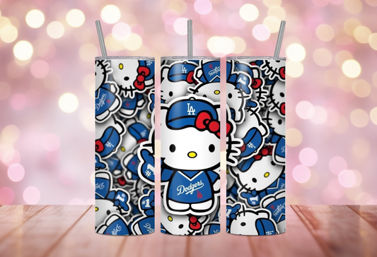 Blue Los Angeles Baseball Kitty Tumbler